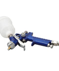 Heavy Duty HVLP Paint Sprayer Gun With 1.0 Mm Gravity Feed Nozzle for Auto Repair and Wood Finishing, blue aluminum design.