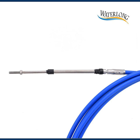 Boat Throttle Control Cable Two Pack Blue 22 Feet Outboard Rotary Steering Cable For Most Single Station Boats With Stainless Steel Output End And HDPE Liner For Corrosion Resistant Ultra Smooth Operation.