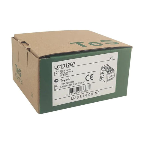 Boxed Non-Reversing Three-Pole 120V AC Magnetic Contactor With 12 Amp Coil And 1 NO 1 NC Auxiliary Contact, packaging view