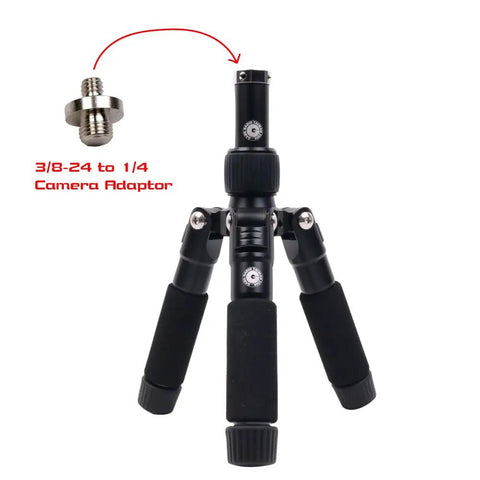 Portable Antenna Tripod Mast With Multi Connector Head SO239 3 8 24 And 1 4 Inch Camera Screw For CB HF Ham Radios And Photography Gear A Lightweight Tower Compatible With GRA 7350T For Field Ops, shown with 3/8-24 to 1/4 camera adaptor