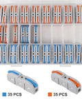 70 Piece Lever Wire Connector Kit For Quick Connect Splicing, Reusable Inline Terminals For 28 To 12 AWG Wires in storage case
