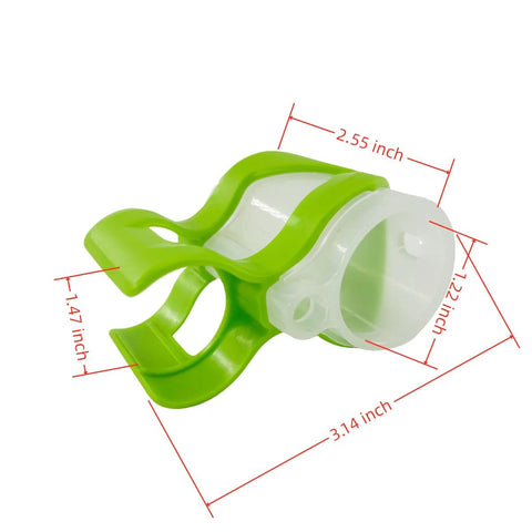 Close-up of green brush attachment for Bissell Little Green Machine; white collar, 3in/5.3in dimensions shown.
