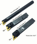 Complete 3-Piece CNC Lathe Excircle Indexable Carbide Turning Tool Holder Bit Set with insert angles