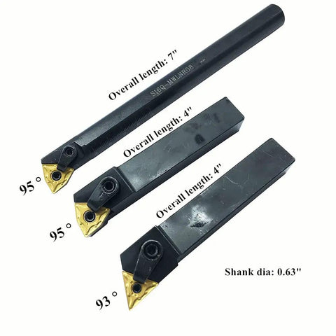 Complete 3-Piece CNC Lathe Excircle Indexable Carbide Turning Tool Holder Bit Set with insert angles