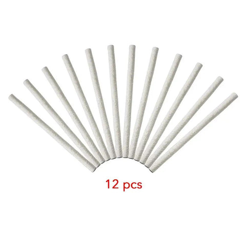 12 Pack Fiberglass Replacement Wicks For Tiki Torches And Wine Bottle Torches Outdoor Patio Lighting Lanterns And Oil Lamps Long Burning Odorless Trimable arranged in a fan shape