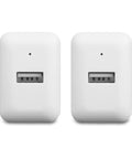 12W USB A Wall Charger One Port Portable Two Pack For iPhone Samsung And More Fast Charging Brick White Grab And Go Ready For Travel And Desk Use Compatible With iPhone 16 15 14 13 12 11 X And Android Phones, front view
