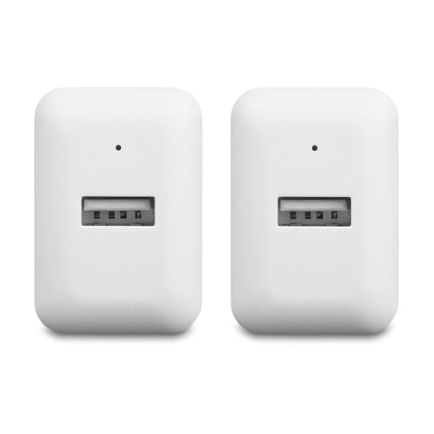 12W USB A Wall Charger One Port Portable Two Pack For iPhone Samsung And More Fast Charging Brick White Grab And Go Ready For Travel And Desk Use Compatible With iPhone 16 15 14 13 12 11 X And Android Phones, front view