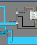Diagram showing Automatic Water Level Controller For Tanks With Two Non Contact Water Level Sensors, 1 Meter Cable, system layout.