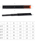 Diagram of Heavy Duty Ball Bearing Drawer Slides With Soft Close Telescoping Drawer Runners Full Extension 450mm
