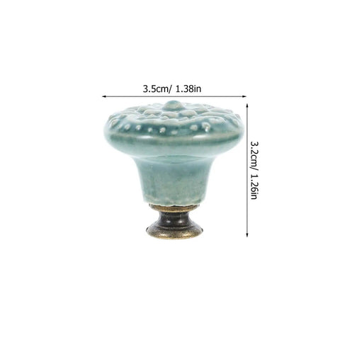 Six Piece Set Ceramic Vintage Cabinet Knobs With Single Hole Pulls Sky Blue For Kitchen Cabinets Wardrobes Cupboards