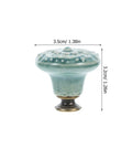 Set Of 6 Vintage Ceramic Cabinet Door Knobs With Single Hole Drawer Pulls In Celadon Blue, Retro Style Decorative Handle close-up