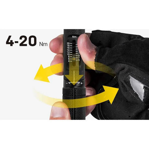 Hand adjusting Torq Stick Pro 4-20 Nm Torque Wrench Kit With Mini Ratchet for precise tightening.