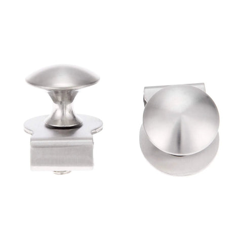 Round Glass Door Pull Handle 29mm Diameter for 5-8mm Glass Thickness Stainless Steel Clamp Clips, front and top view