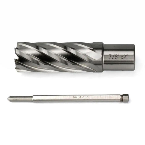 Hardcore Weldon Shank Annular Cutter For Magnetic Drills And Mill Presses High Speed Steel Hole Saw 7/8" diameter with leader pin.