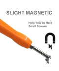 Close-up of Go-To Double End Gamebit Screwdriver Kit magnetic tip holding screws, ideal for NES SNES N64 Game Boy GameCube Sega repairs