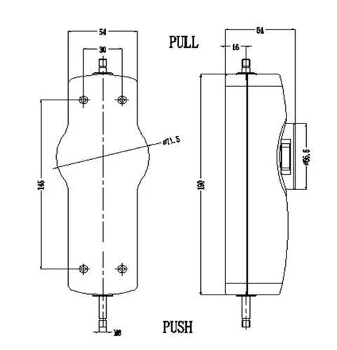 Push And Pull Tester Digital Force Gauge Dynamometer For Lab Tension And Compression Load With Unit Conversion Easy To Use Handheld And Benchtop Friendly 1 Percent Accuracy Measures Up To 20 Newtons dimension drawing, push and pull view
