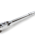 3/8 Inch Drive 12 Inch Flex Head Quick Release Long Ratchet With 180 Degree Flex 9 Detent Angles And 90 Tooth Gear in chrome finish