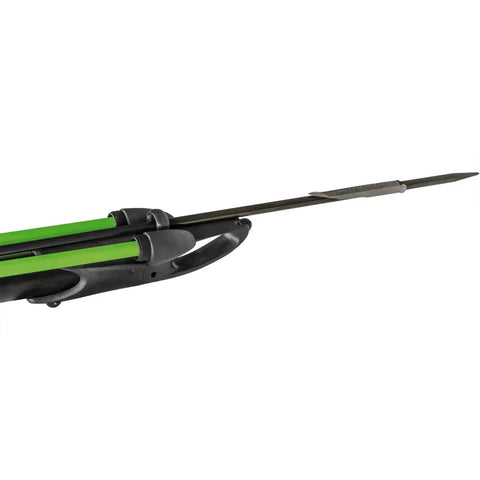 Beast Speargun for Spearfishing with 28mm aluminum barrel, 6.5mm Tahitian shaft, green elastics, stainless steel release system