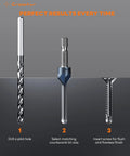 Steps for using Legit Heavy Duty M35 Cobalt Countersink Drill Bits, Premium Hex Shank Set for perfect screw fitting.