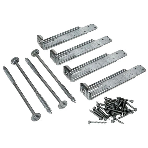 DTT1Z ZMAX Galvanized Deck Tension Tie Kit For 2X Lumber With Screws Pack Of 4 Lets You Secure Deck Attachments Without Interior Joist Access And Ties Guardrail Posts To Framing For Safer Tougher Outdoor Decks