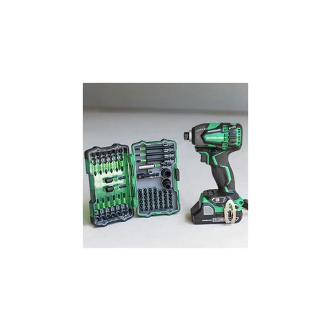 Impact Driver Bit Set 60 Piece Ultra Tough S2 Alloy Bits With Impact Rated Torsion Zone CNC Milled Precision Tips Comprehensive Kit For Fasteners Smooth Drive Durable Build Go-To DIY And Pro Jobs displayed with case and driver