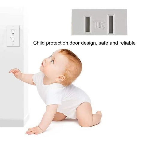 Rock Solid 20 Amp Smart Gfci Outlet With Child Door Shutters And Etl Listing For Knockout Shock Safety In Kitchens Bathrooms And Patios.Zero Sweat Wiring Slick White Abs Terminal Cover with child safety features.