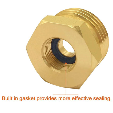 Joywayus brass reducer bushing, 3/4 GHT male to 3/8 compression female with built-in gasket