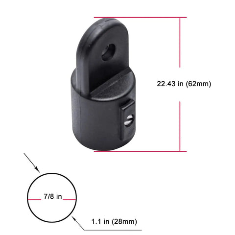Seven Eighths Inch Eye End Bimini Cap Black Nylon Eye End For Seven Eighths Round Tube Marine Top Fittings detail shot