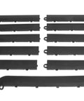 Interlocking Garage Floor Transition Edge Border For Graphite Tiles 12 Inch Beveled Border Pieces, Easy Install, 11 Pack Male