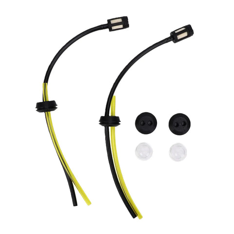 Top Quality Fuel Tank Grommet Hose Kit That Fits GX31 GX35 GX25 Engines Perfectly With Primer Bulb And Filter For Smooth Starts And No Leaks. fuel tank hose set with black yellow tubes, grommets, and filters