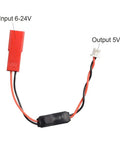 Ultra Compact 6 to 24 Volt to 5 Volt Buck Converter Module, 1.5A Step Down Regulator with input and output labeled.