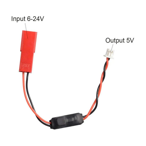 Ultra Compact 6 to 24 Volt to 5 Volt Buck Converter Module, 1.5A Step Down Regulator with input and output labeled.