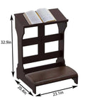 Solid Wood Prayer Kneeler Bench With Soft Kneeling Pad Cozy Home Church Stool With Built In Book Shelf Ergonomic Sturdy Kneeling Prayer Seat For Daily Devotion And Bible Reading, brown with dimensions.