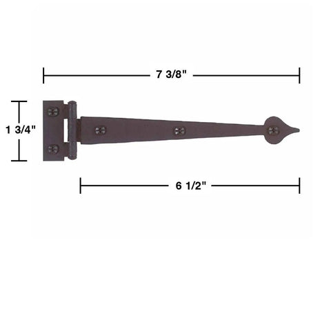 Tough As Nails Black Wrought Iron Strap Hinge Pair With Classic Spear Tip 7 Inch Rust Resistant Heavy Duty Flush Mount Cabinet Door Hardware For Farmhouse Barn Gates