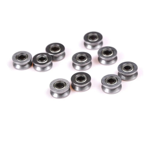10 Pack 624VV V Groove Deep Groove Ball Bearings For Guide Rails, Linear Motion Systems, And Walking Rail Traces displayed on white background