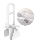 Heavy Duty Stainless Steel Bathtub Safety Rail With Rock Solid Adjustable Tub Handle For Bathrooms, Oil Rubbed White Finish, close-up view.