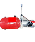 12V 2.2KW Electric Forklift Hydraulic Power Unit Pump Station for Lift Truck Stacker with wiring, red and silver components.