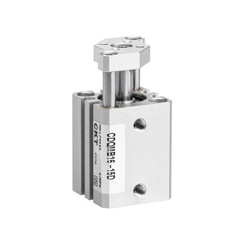 Rock Solid Guided Pneumatic Cylinder Featuring Single Rod Setup With Heavy Duty Aluminum Construction And Rugged Steel Guide Bars To Kill Lateral Torque And Deliver Dead On Precision Stroke For Garage And Plant Upgrades, featuring aluminum body and dual steel rods.