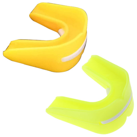 Sports Mouth Guard For Youth And Adults Double Sided Gum Shield in yellow and neon green for high intensity sports protection.