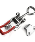 100 Piece Beefy Heavy Duty Adjustable 304 Stainless Steel Toggle Clamps Kit with Quick Release Hasp Latches and Lock Holes, close-up view