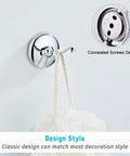 Chrome 4 Piece Bathroom Accessory Set with Adjustable Towel Bar, Spring Loaded Toilet Paper Holder, Wall Mounted Towel Ring and Double Robe Hook - Heavy Duty Zinc Alloy Hardware Must Have for Any Modern Bath showing hook detail