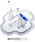 Hella Dope Skateboard Deck Hangers Transparent Floating Display Mount with adhesive strips, pins, O-rings, and screw.