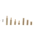 Brass M3 Hex Spacer Kit 120 Pieces Built For DIY Projects And Metalwork Premium Quality Spacers And Nuts Set Oxidation Resistant And Easy To Install Great For Automotive And Industrial Use. Brass M3 spacers and nut set shown on white background