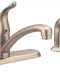 Chateau One Handle Low Arc Kitchen Faucet With Side Sprayer In Spot Resist Stainless No Fuss Easy Turn On Lever For Smooth Water Control And 2 Or 4 Hole Install Compatibility ADA Compliant, shown with side spray