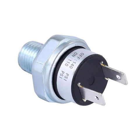 Go-To Air Pressure Switch 1/4 Inch 18 NPT 110 To 140 PSI DC 24V Or 12V Auto On Off IP54 Rated Silver