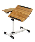 Slick Rolling Laptop Desk With Totally Adjustable Height And Easy Tilt Panel Super Sturdy Over Bed And Couch Cart, wood finish.