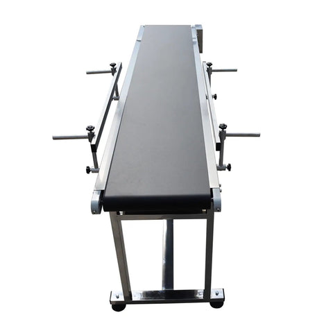 Heavy Duty 110V PVC Belt Conveyor Built Tough With Double Guardrails, 70.9 Inch Long Belt, 11.8 Inch Wide, Anti Static Belt, Stainless Steel Frame