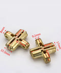 Four Pack Zinc Alloy Invisible Cross Hinges For Wooden Doors And Tables, thickened silent operation, shown with measurements