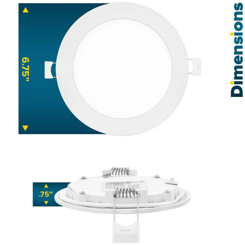 Ultra Thin 6 Inch LED Recessed Lights With Junction Box 4 Pack, Color Temp Adjustable 2700K To 5000K, 12W, 1000 Lumens, Dimmable Wafer Ceiling Lights, Wet Rated, IC Rated, ETL Listed
