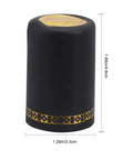 Pro Grade PVC Heat Shrink Capsules For Wine Bottles 100 Pack Black Sealer showing size dimensions